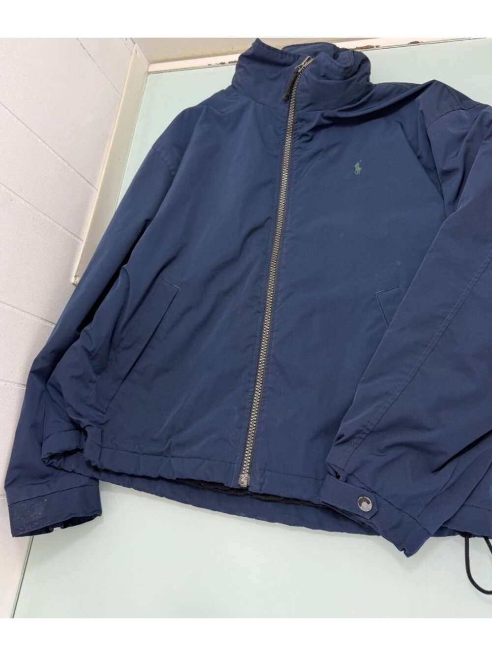 Vintage Polo Ralph Lauren Jacket Men's XL Navy Fleece Lined Packable Hood Y2K